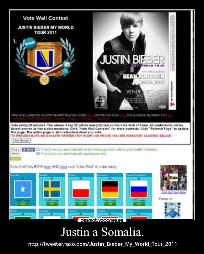 Justin a Somalia. - http://tweeter.faxo.com/Justin_Bieber_My_World_Tour_2011