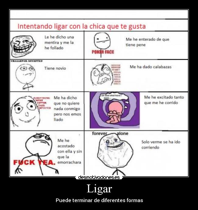 Ligar - Puede terminar de diferentes formas