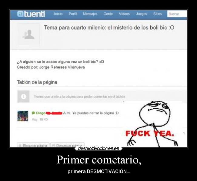 Primer cometario, - primera DESMOTIVACIÓN...