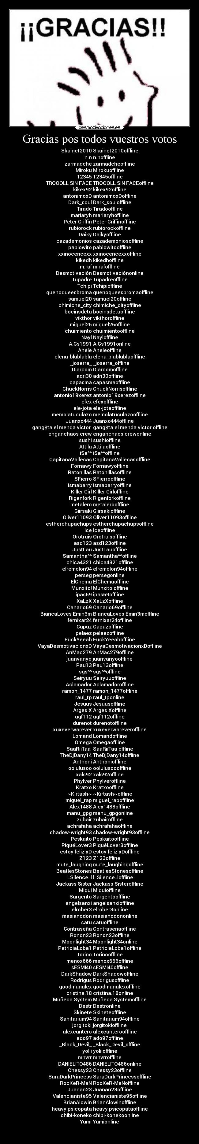 Gracias pos todos vuestros votos -