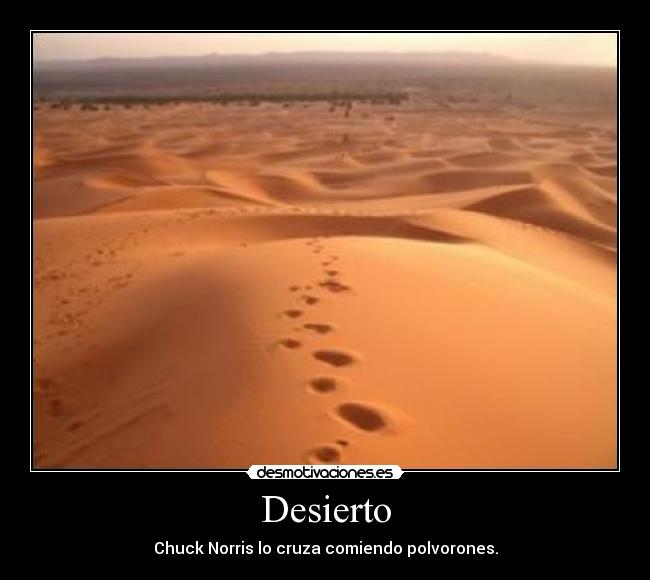 Desierto - Chuck Norris lo cruza comiendo polvorones.