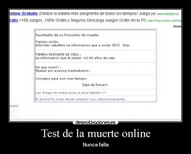 Test de la muerte online - Nunca falla