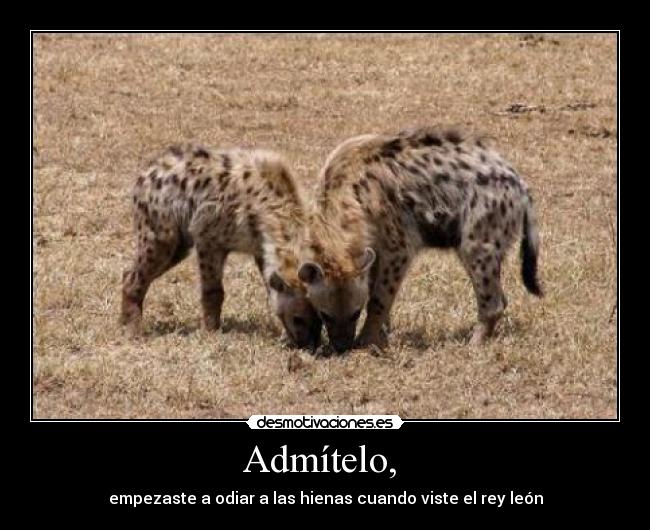 Admítelo, - empezaste a odiar a las hienas cuando viste el rey león