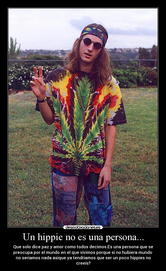 Un hippie no es una persona... - Que solo dice paz y amor como todos ...