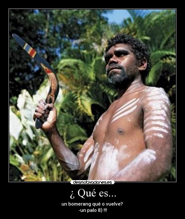 ¿ Qué es... - un bomerang qué o vuelve?
-un palo 8) !!!