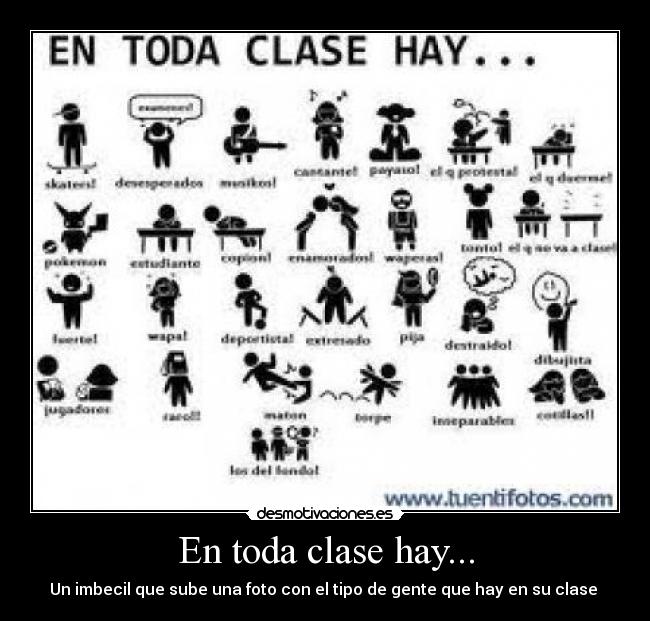 En toda clase hay... - Un imbecil que sube una foto con el tipo de gente que hay en su clase 