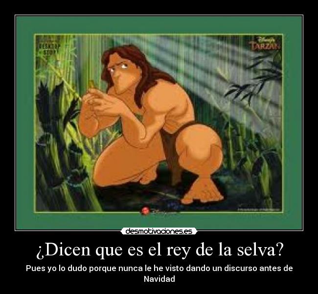 ¿Dicen que es el rey de la selva? - Pues yo lo dudo porque nunca le he visto dando un discurso antes de Navidad