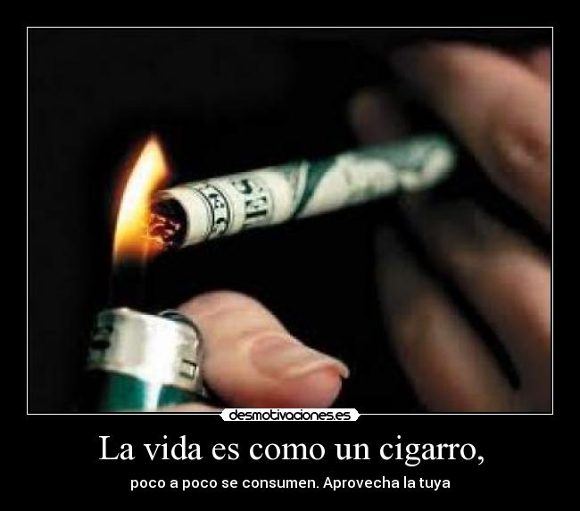 La vida es como un cigarro, - poco a poco se consumen. Aprovecha la tuya