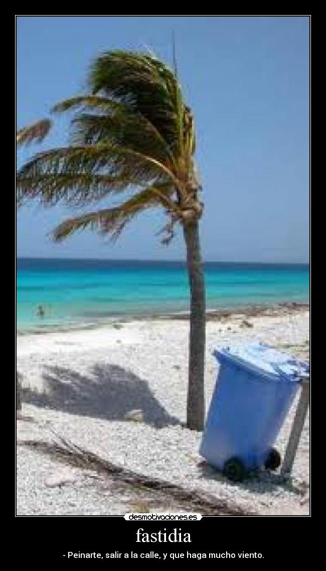 fastidia - - Peinarte, salir a la calle, y que haga mucho viento.
