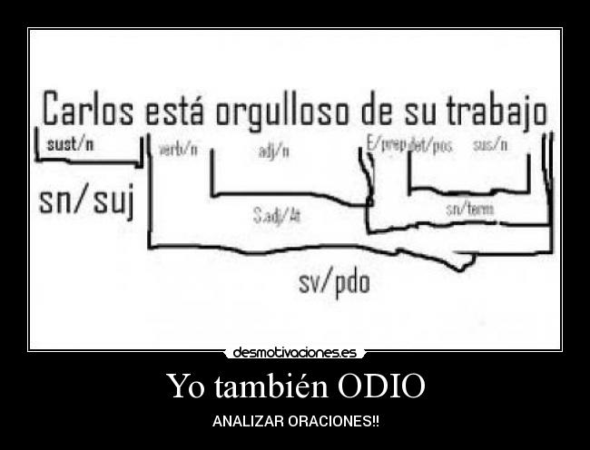 Yo también ODIO - ANALIZAR ORACIONES!!