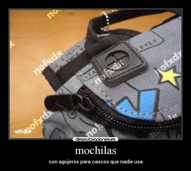mochilas - con agujeros para cascos que nadie usa