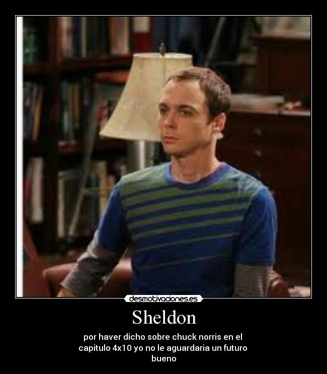 Sheldon - por haver dicho sobre chuck norris en el 
capitulo 4x10 yo no le aguardaria un futuro 
bueno