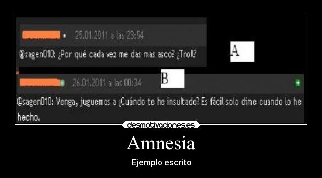 Amnesia - Ejemplo escrito