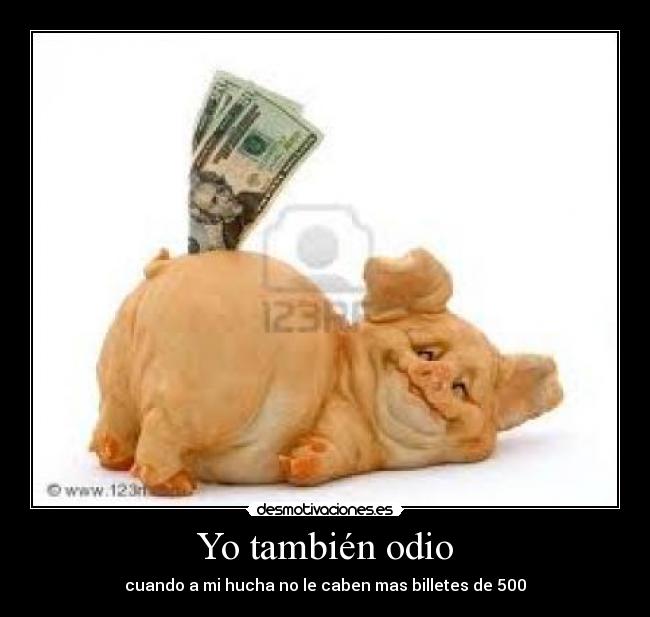 Yo también odio - cuando a mi hucha no le caben mas billetes de 500