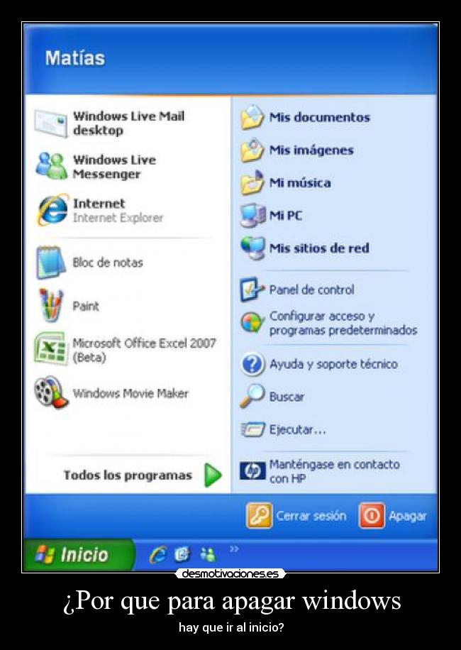 ¿Por que para apagar windows -