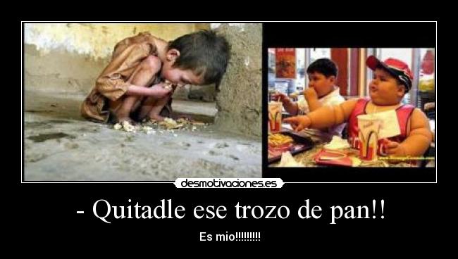 - Quitadle ese trozo de pan!! - Es mio!!!!!!!!!