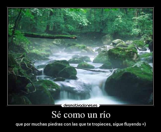 Sé como un río - que por muchas piedras con las que te tropieces, sigue fluyendo =)