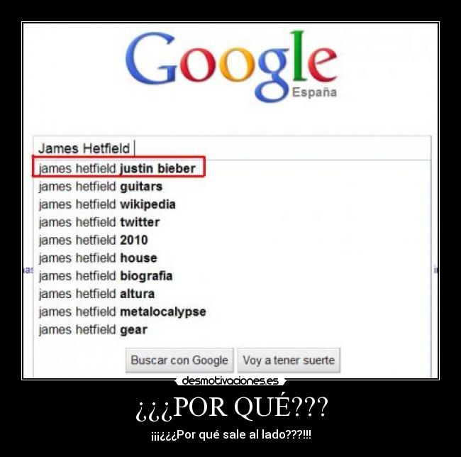 carteles james hetfield justin bieber metallica wtf desmotivaciones