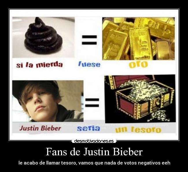 Fans de Justin Bieber - le acabo de llamar tesoro, vamos que nada de votos negativos eeh