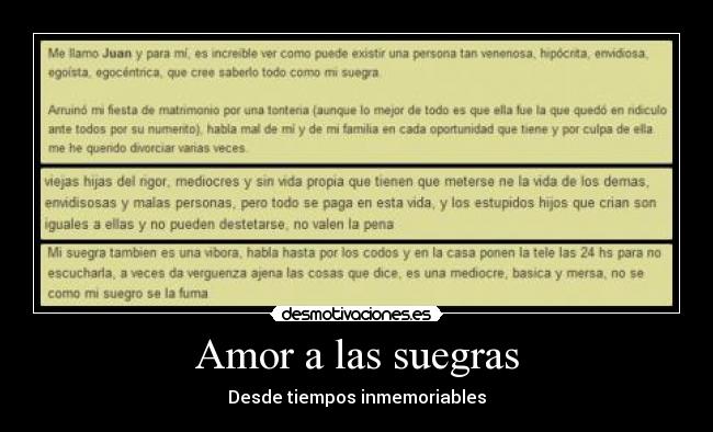 Amor a las suegras - Desde tiempos inmemoriables