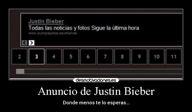 Anuncio de Justin Bieber - Donde menos te lo esperas...
