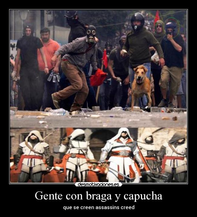 Gente con braga y capucha -