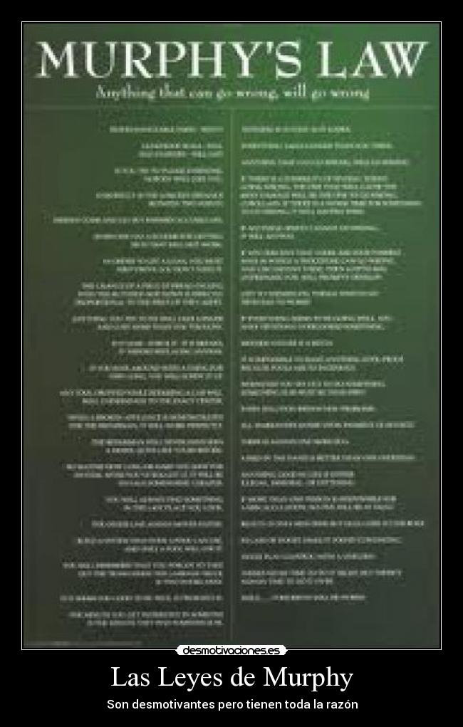 Las Leyes de Murphy - Son desmotivantes pero tienen toda la razón
