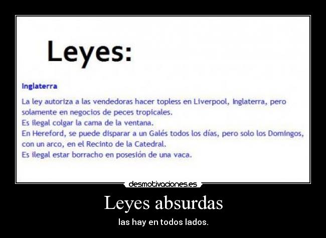 Leyes absurdas - las hay en todos lados.