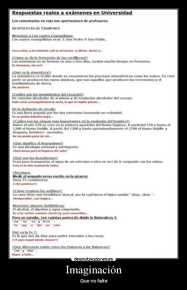 Imaginación - Que no falte