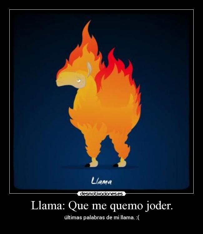 Llama: Que me quemo joder. - últimas palabras de mi llama. :(