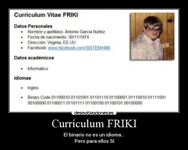 carteles curriculum friki desmotivaciones