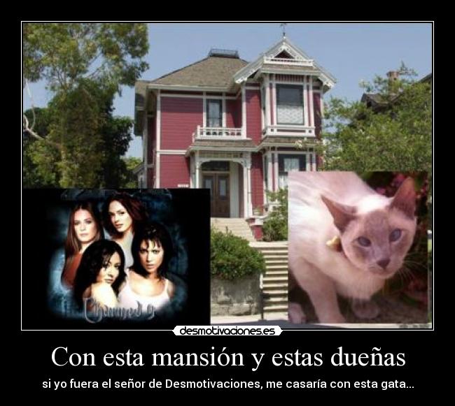 Con esta mansión y estas dueñas - si yo fuera el señor de Desmotivaciones, me casaría con esta gata...