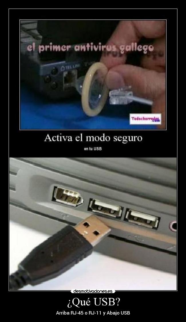 ¿Qué USB? - Arriba RJ-45 o RJ-11 y Abajo USB