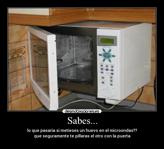 Sabes... - lo que pasaria si metieses un huevo en el microondas??
que seguramente te pillaras el otro con la puerta
