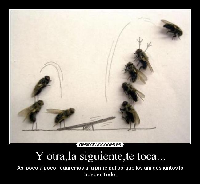Y otra,la siguiente,te toca... - Así poco a poco llegaremos a la principal porque los amigos juntos lo pueden todo.