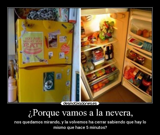 ¿Porque vamos a la nevera, - nos quedamos mirando, y la volvemos ha cerrar sabiendo que hay lo
mismo que hace 5 minutos?