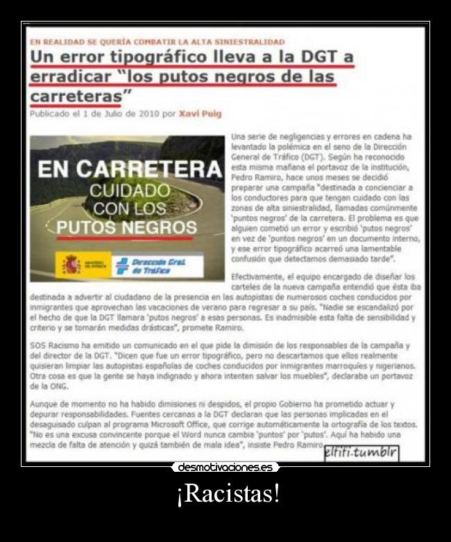 carteles puntos negros dgt desmotivaciones