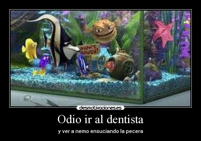 Odio ir al dentista - y ver a nemo ensuciando la pecera