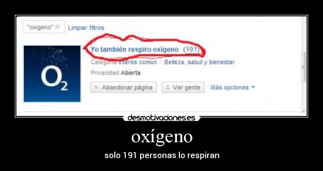 oxígeno - solo 191 personas lo respiran