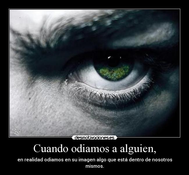 Cuando odiamos a alguien, - en realidad odiamos en su imagen algo que está dentro de nosotros mismos.