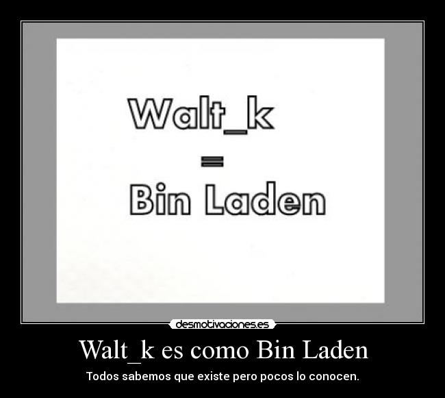 Walt_k es como Bin Laden - Todos sabemos que existe pero pocos lo conocen.