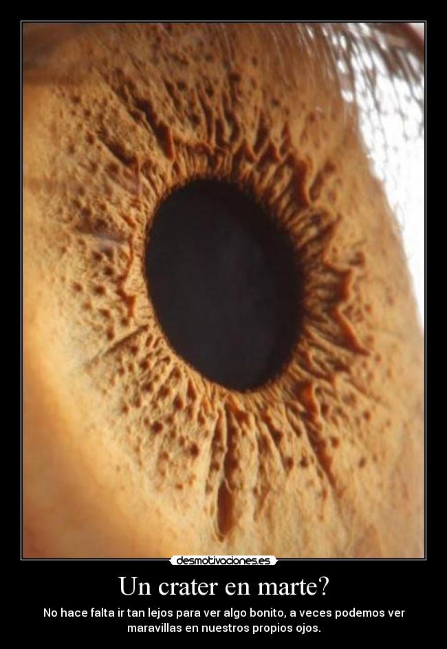 Un crater en marte? - No hace falta ir tan lejos para ver algo bonito, a veces podemos ver
maravillas en nuestros propios ojos.