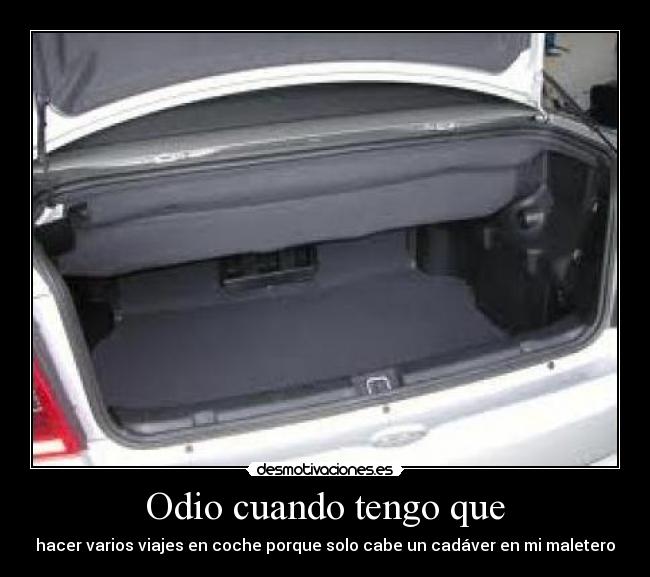 Odio cuando tengo que - hacer varios viajes en coche porque solo cabe un cadáver en mi maletero