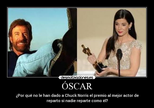 ÓSCAR - ¿Por qué no le han dado a Chuck Norris el premio al mejor actor de
reparto si nadie reparte como él?