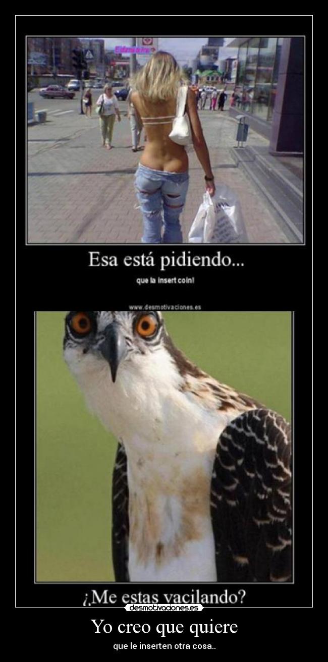 Yo creo que quiere - que le inserten otra cosa..