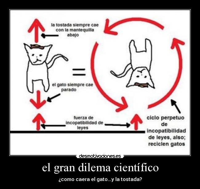 el gran dilema científico - ¿como caera el gato...y la tostada?