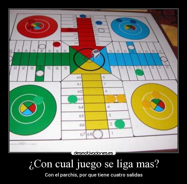 ¿Con cual juego se liga mas? - Con el parchis, por que tiene cuatro salidas