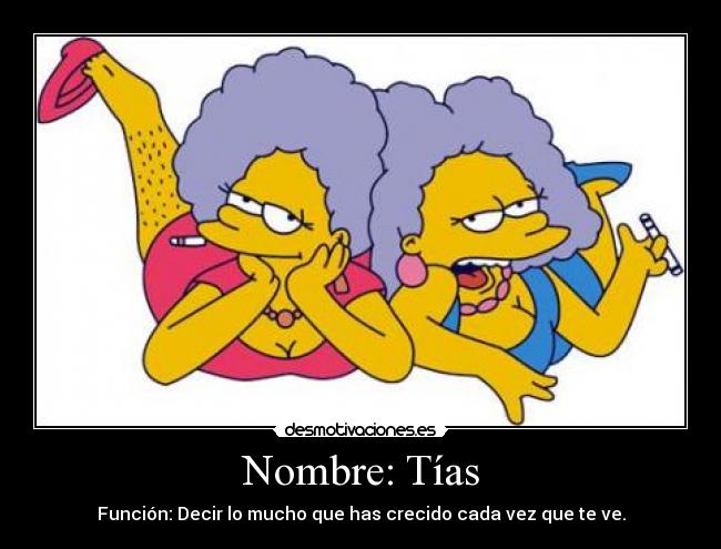 Nombre: Tías - Función: Decir lo mucho que has crecido cada vez que te ve.