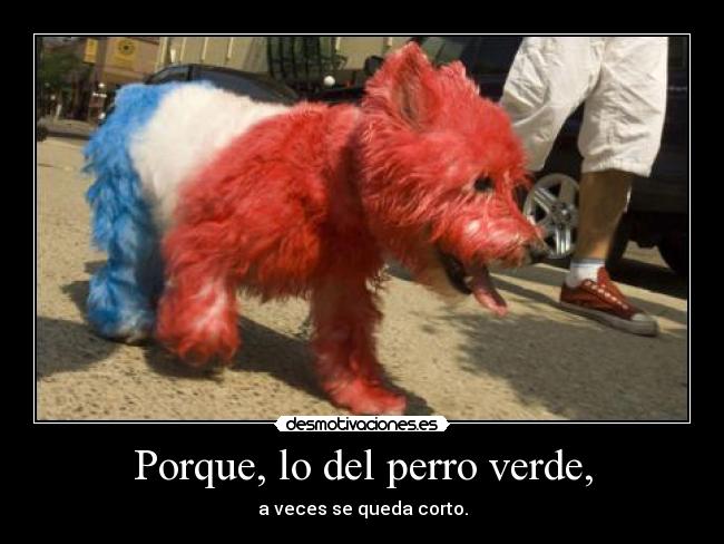 Porque, lo del perro verde, - a veces se queda corto.