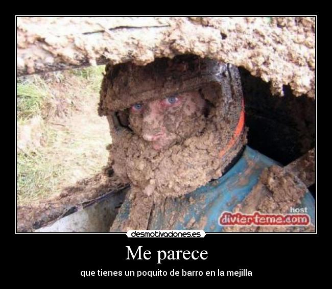 Me parece - que tienes un poquito de barro en la mejilla